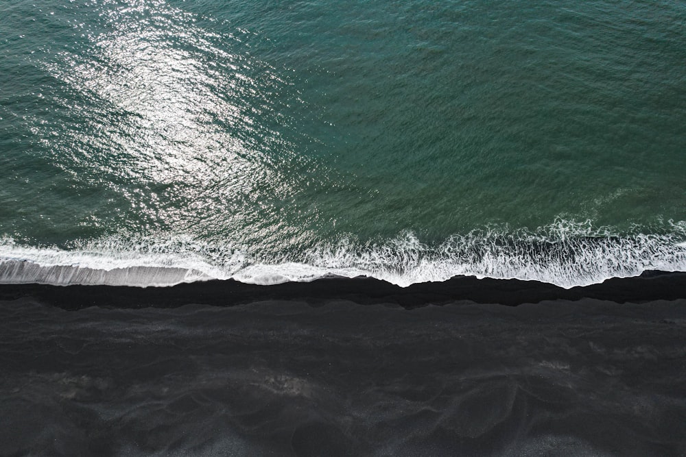 an aerial view of a body of water