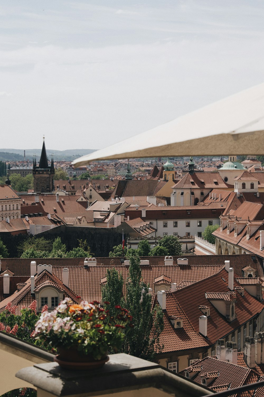 a view of a city from a rooftop