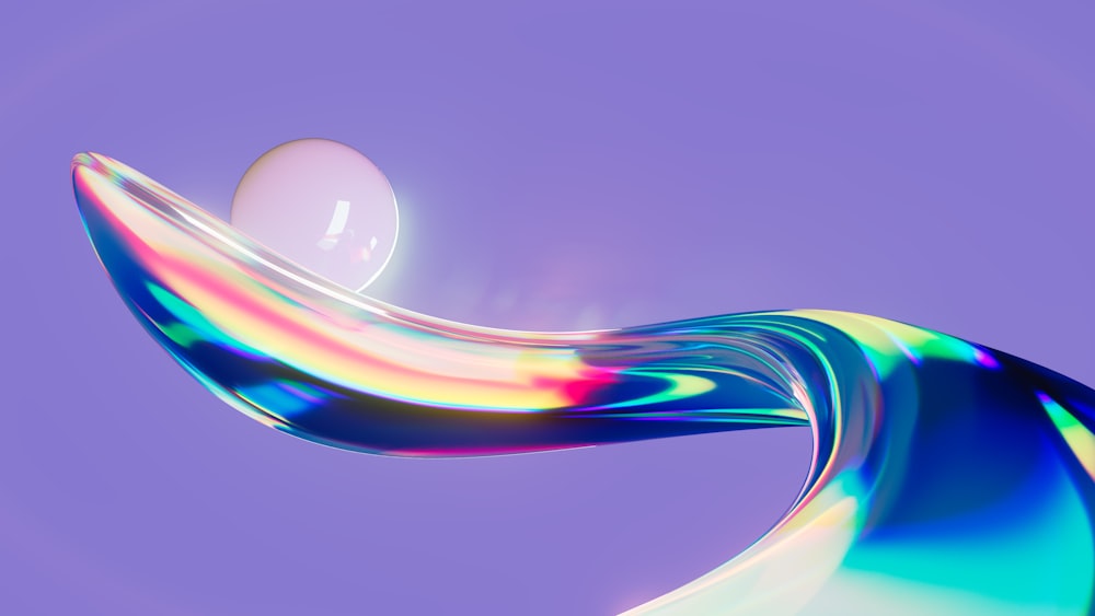 an abstract image of a wave with a sphere in the middle of it