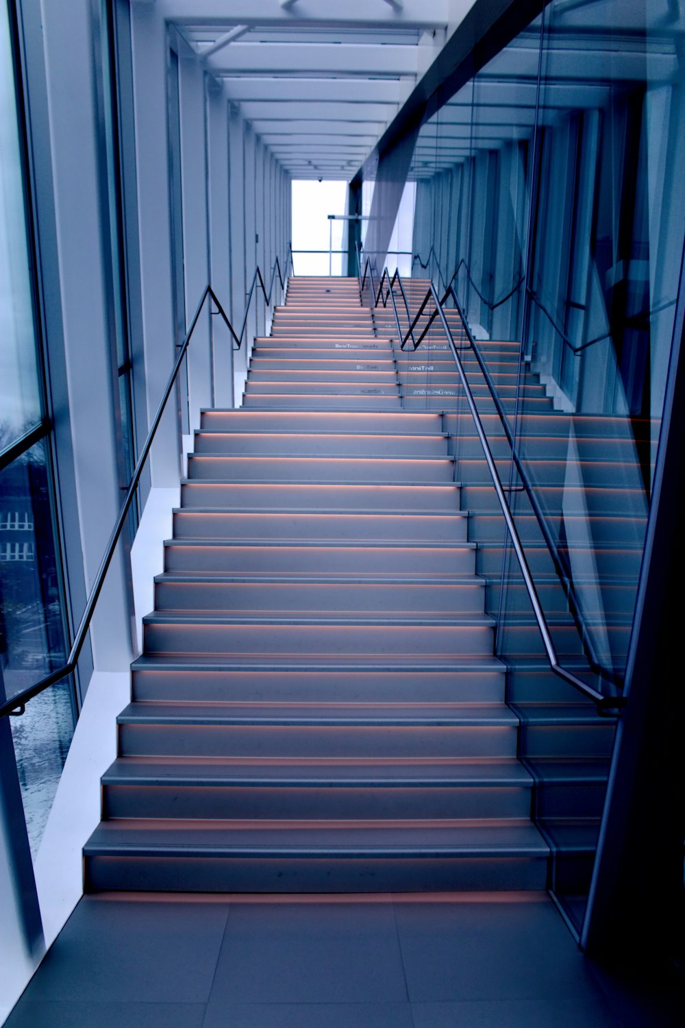 a set of stairs leading up to a window