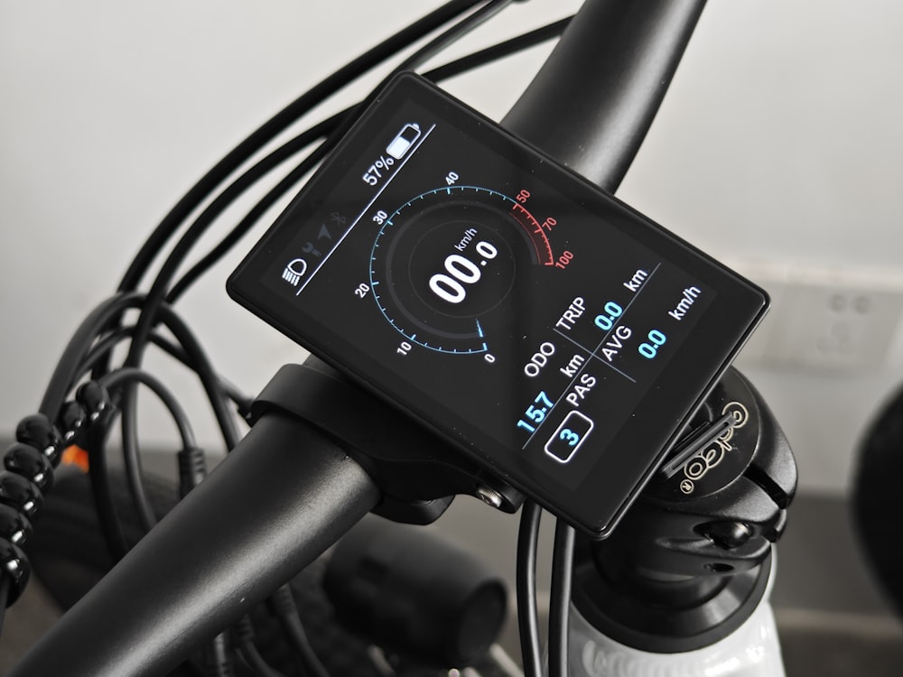 a close up of a speedometer on a bike