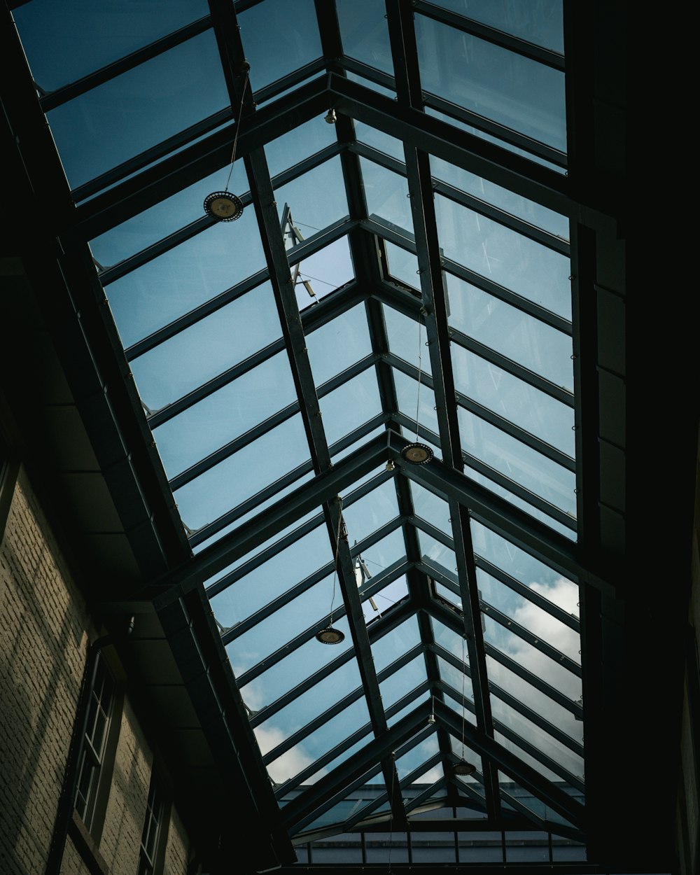 a view of a skylight in a building