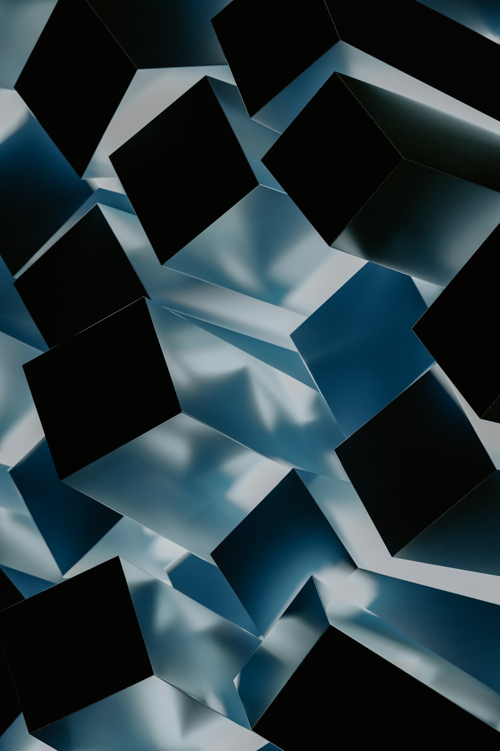 a black and blue abstract background with cubes