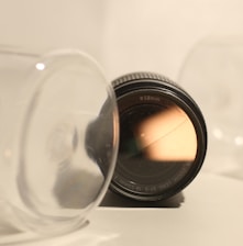 a close up of a camera lens on a table