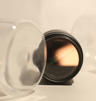 a close up of a camera lens on a table