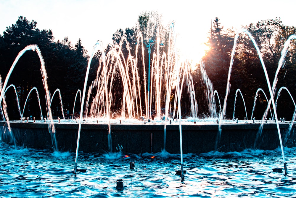 a fountain with water spewing out of it