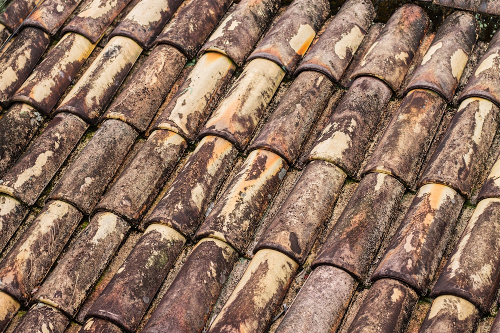 a close up of a roof made of tiles