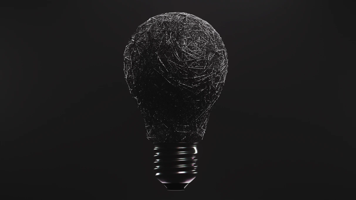 a black and white photo of a light bulb