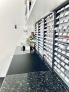 A clean workspace featuring customized storage solutions for efficiency.