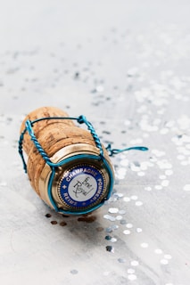 Sparkling wine corks with wire cages ready for bottling