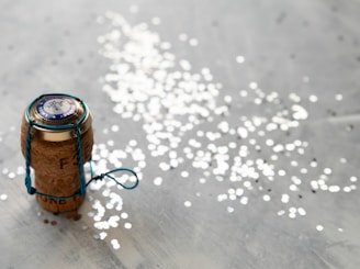 a cork with a compass on top of it