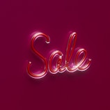A neon-style sign with the word 'Sale' glowing in bright red against a solid pink background.