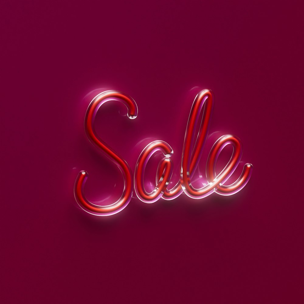 ein rosafarbener Hintergrund mit dem Wort "Sale" in Neonlichtern