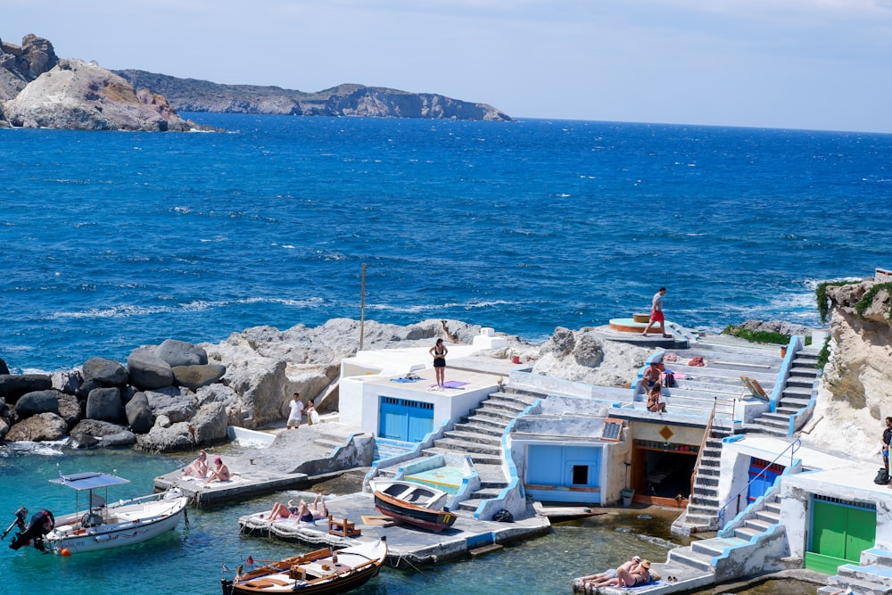 a couple of boats that are sitting in the water