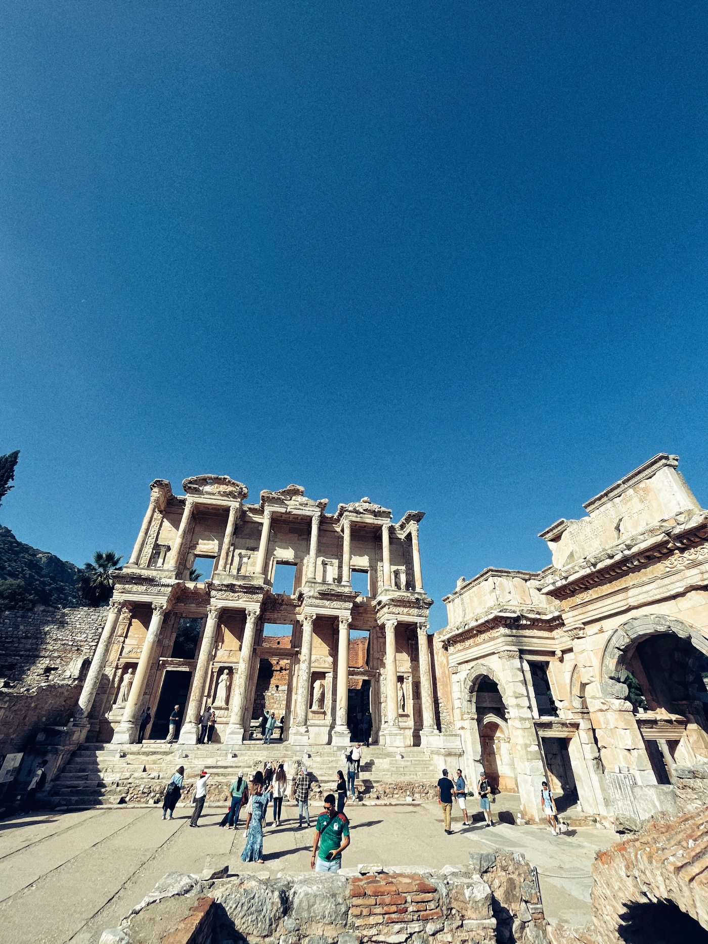 Guests exploring Ephesus ancient city on a private day tour