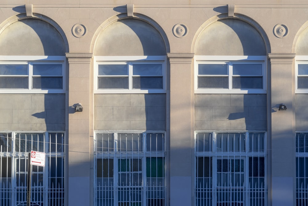 a row of windows on the side of a building