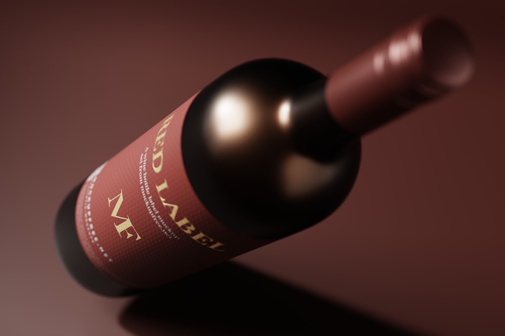 a close up of a bottle of wine