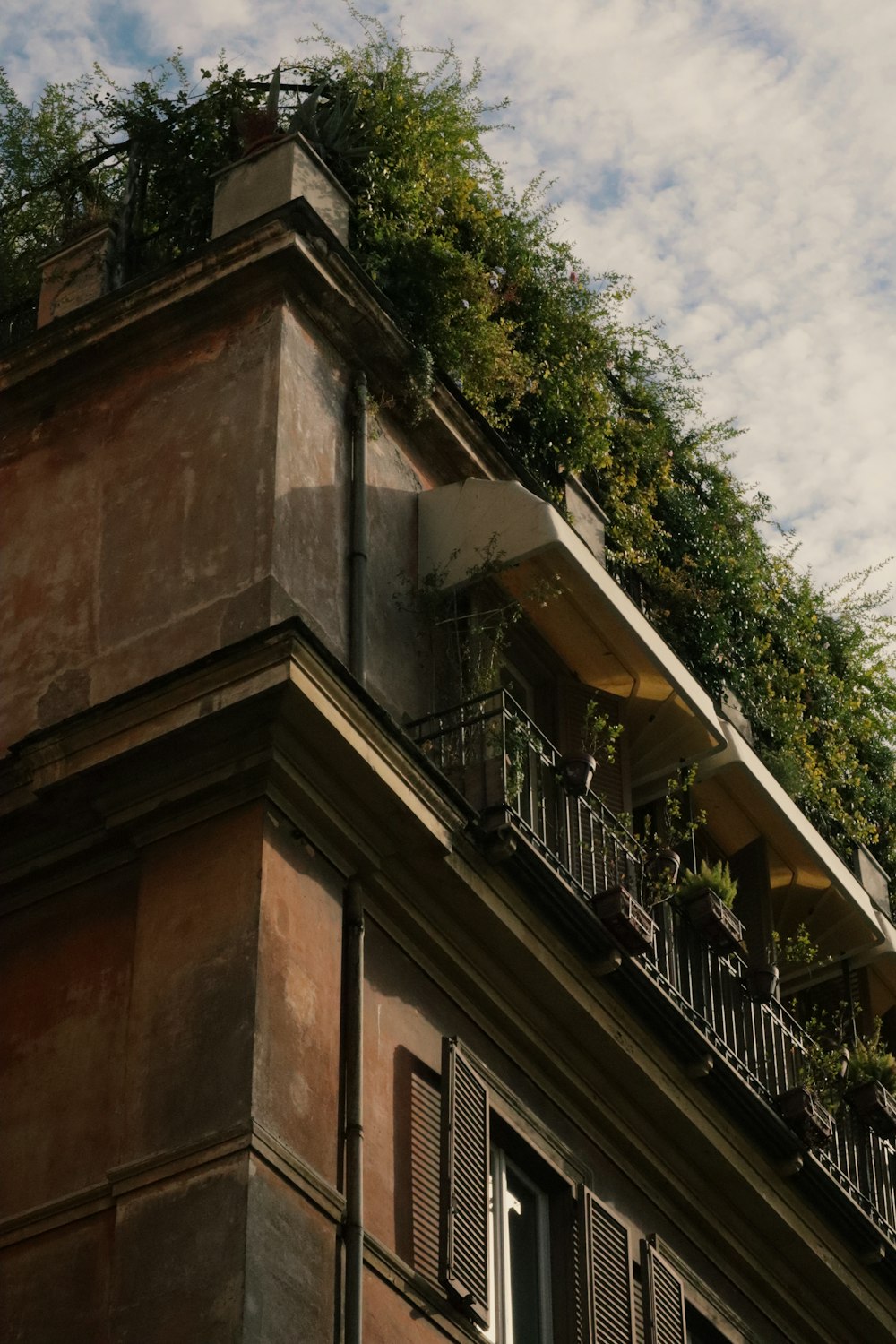 a building with plants growing on the top of it