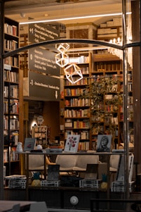 a library filled with lots of books and furniture