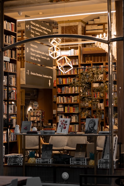 a library filled with lots of books and furniture