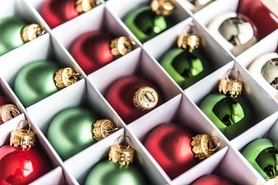 Neatly organized holiday lights stored in labeled containers ready for next season.