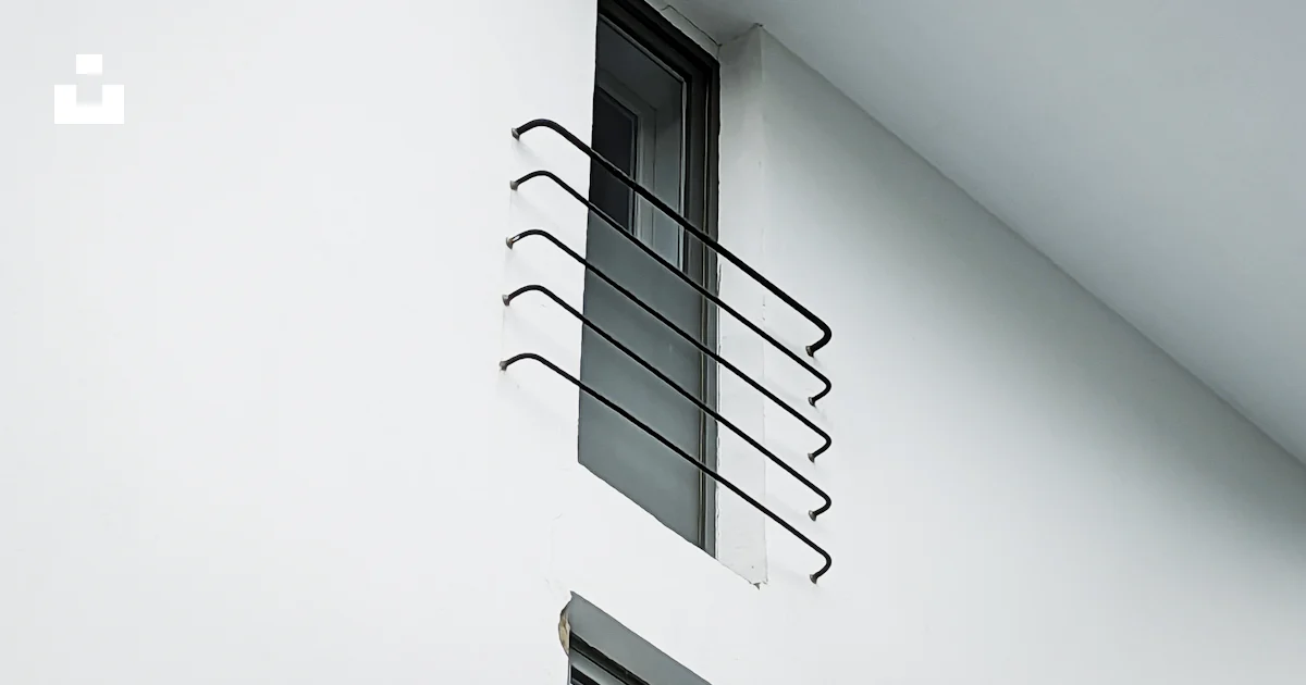 A black and white photo of a window and a window sill photo – Free ...