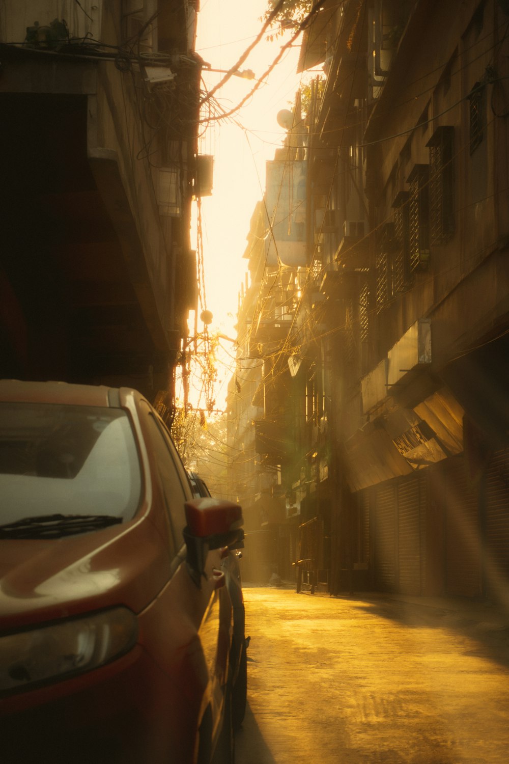 a car parked on the side of a street