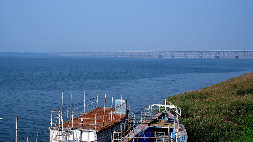 a couple of boats that are sitting in the water