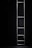 A metal ladder with parallel rungs is positioned vertically against a dark background, creating a stark contrast between the shiny metallic surface and the deep shadowy environment.