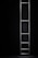 A metal ladder with parallel rungs is positioned vertically against a dark background, creating a stark contrast between the shiny metallic surface and the deep shadowy environment.