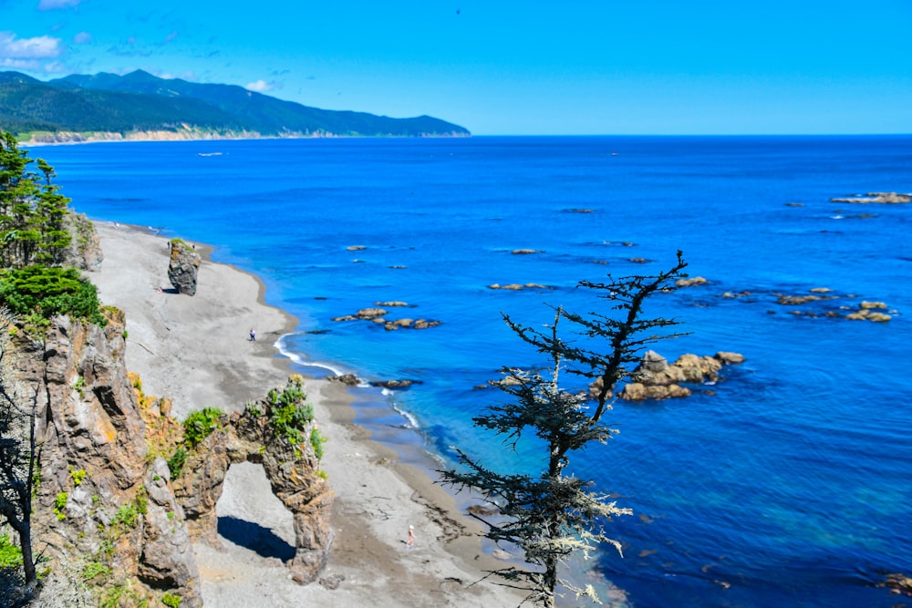 a view of the ocean from a cliff