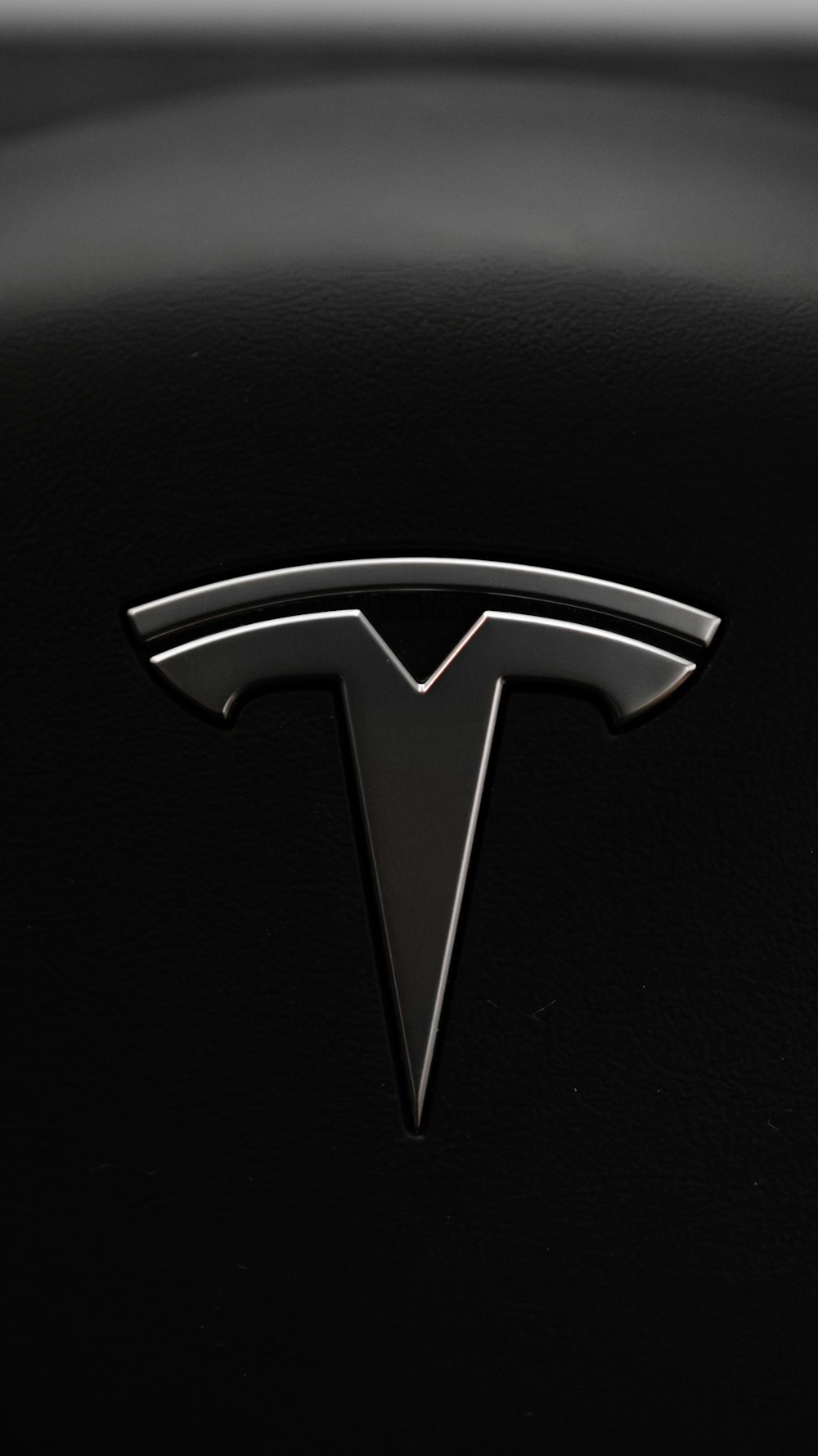 a close up of a tesla logo on a car