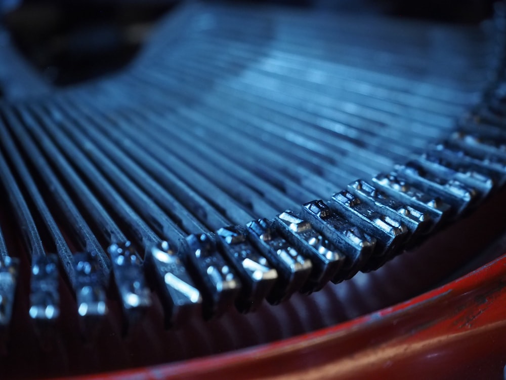 a close up of a metal object on a table