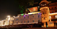 Evening event lighting highlighting the exhibition displays beautifully.