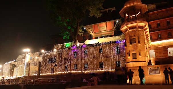 A sparkling display of architectural lighting in a stunning outdoor setting.