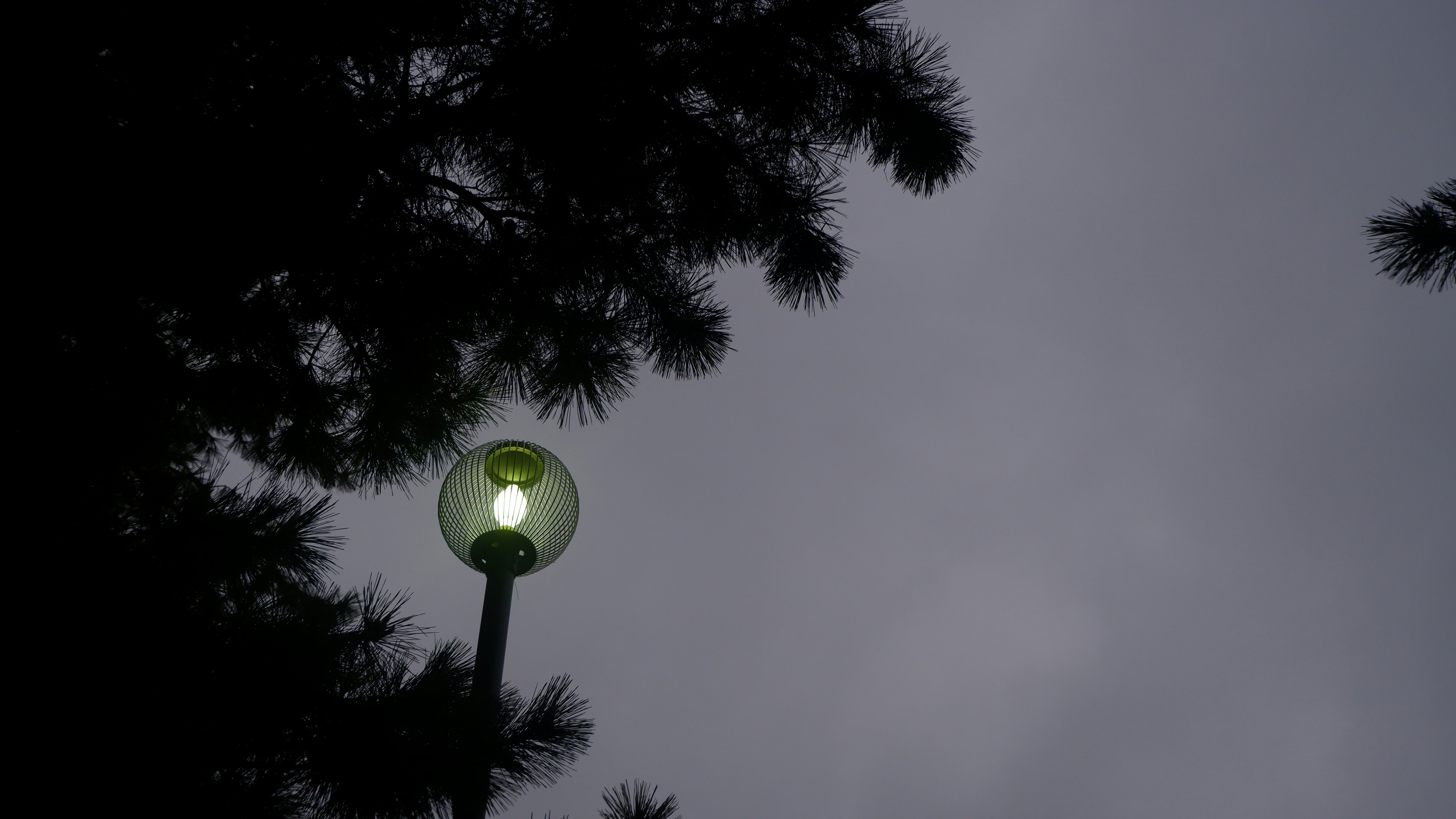 a street light with a cloudy sky in the background
