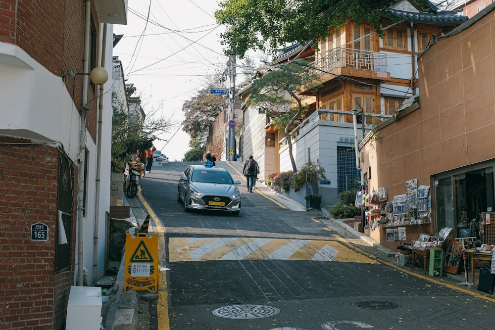 a car parked on the side of a street