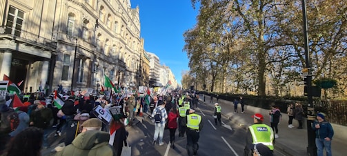 Members of the union participating in a peaceful protest march.