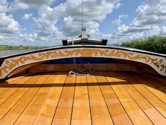 a close up of a boat on a body of water