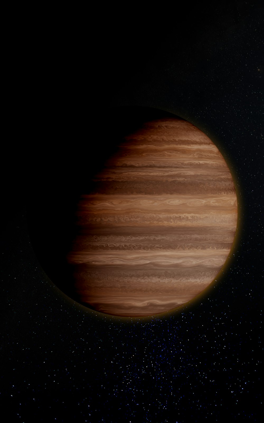 um close up de um planeta com estrelas ao fundo