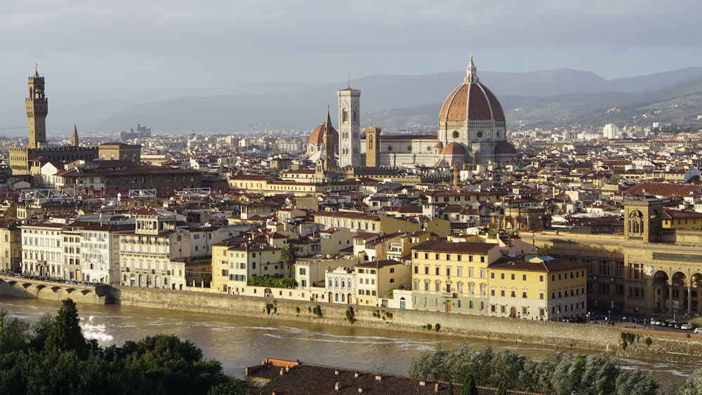 a view of a city with a river running through it