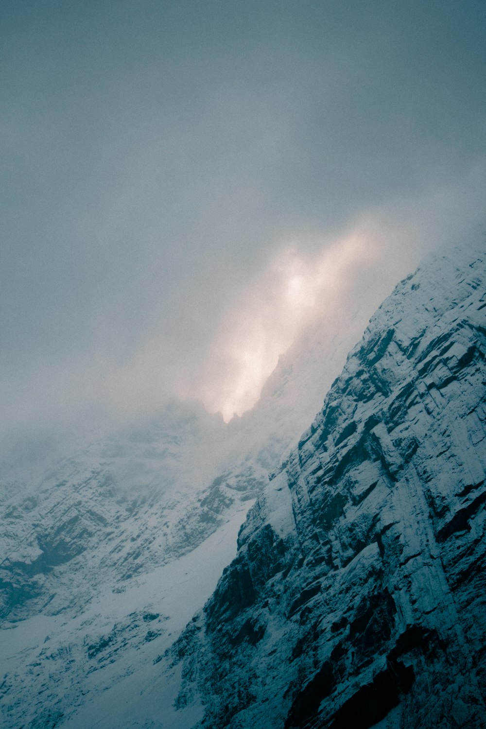 a snow covered mountain with a sky background