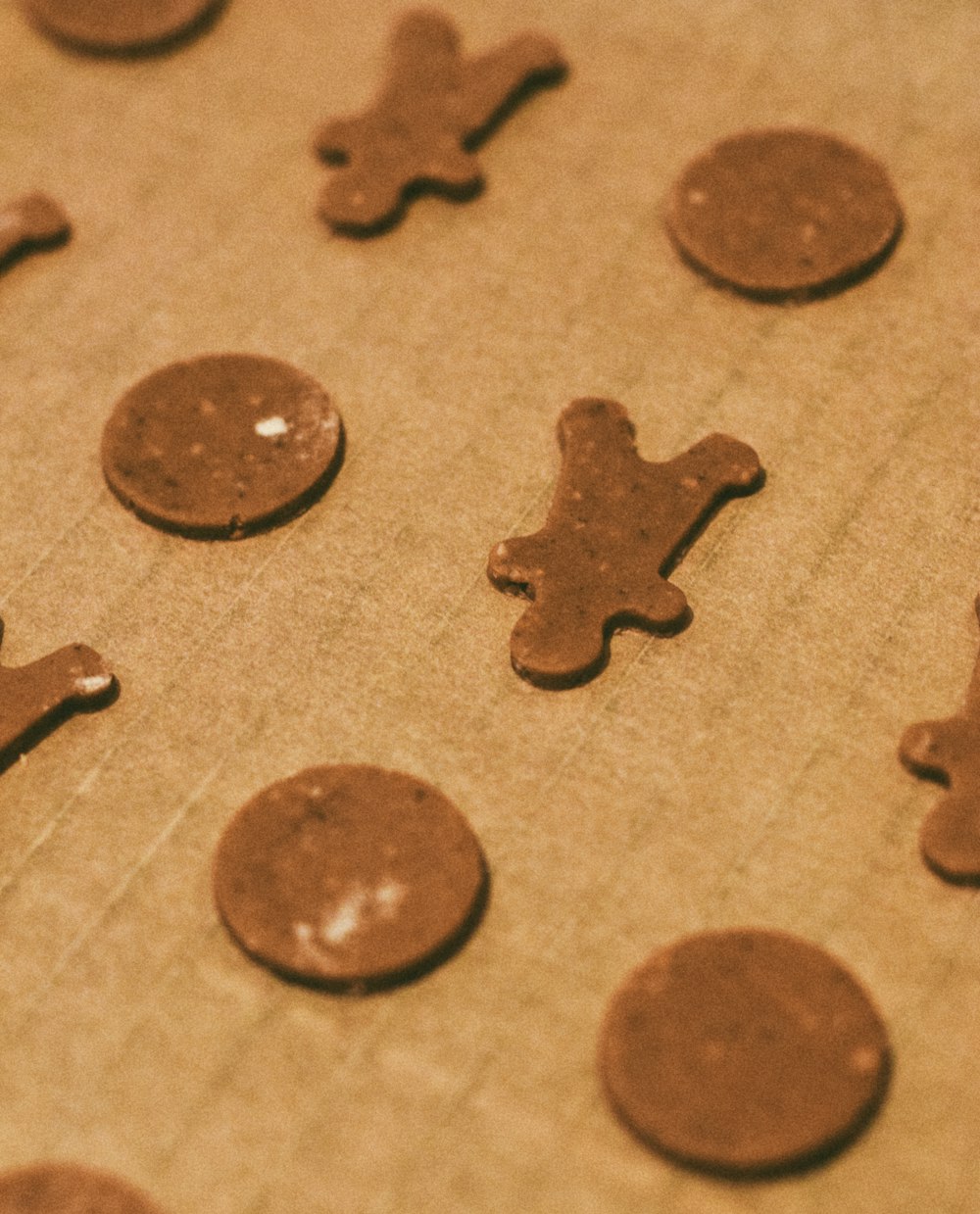 a close up of a cookie sheet covered in chocolate