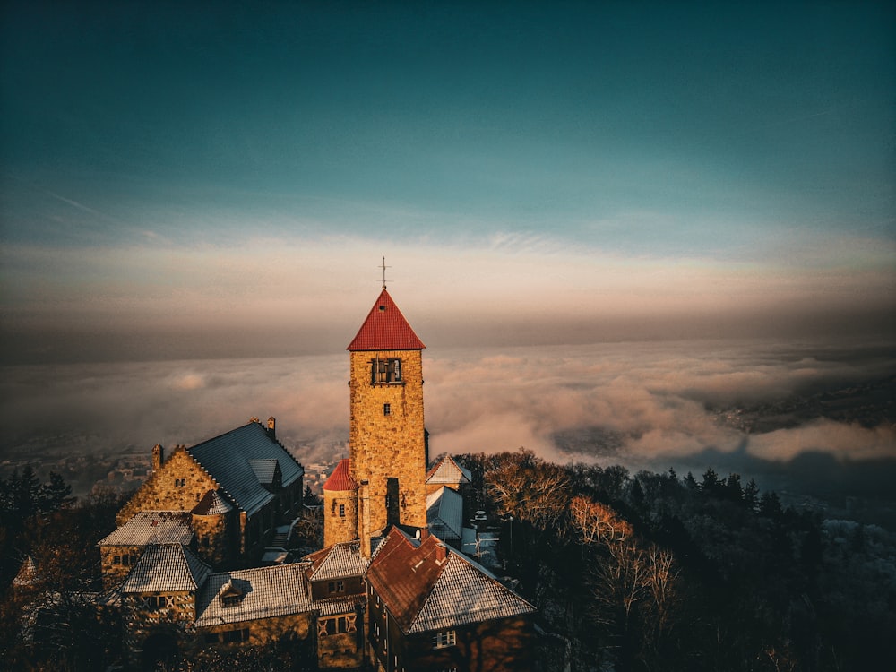 a tall tower with a clock on top of it