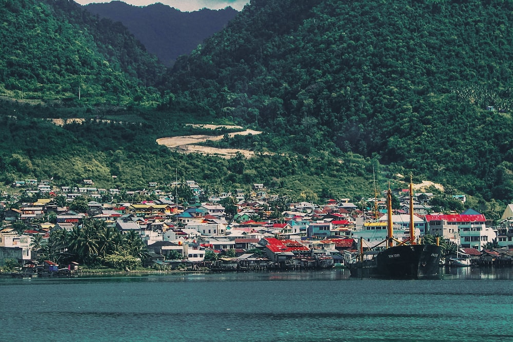 a large boat floating on top of a body of water