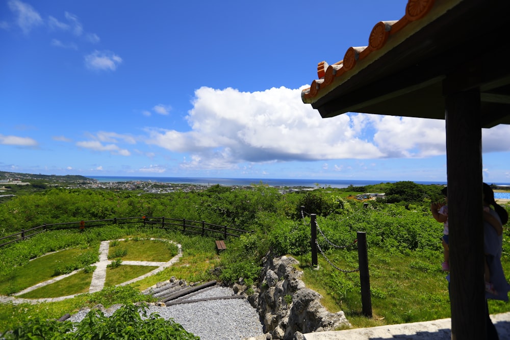 a view of the ocean from a hill top