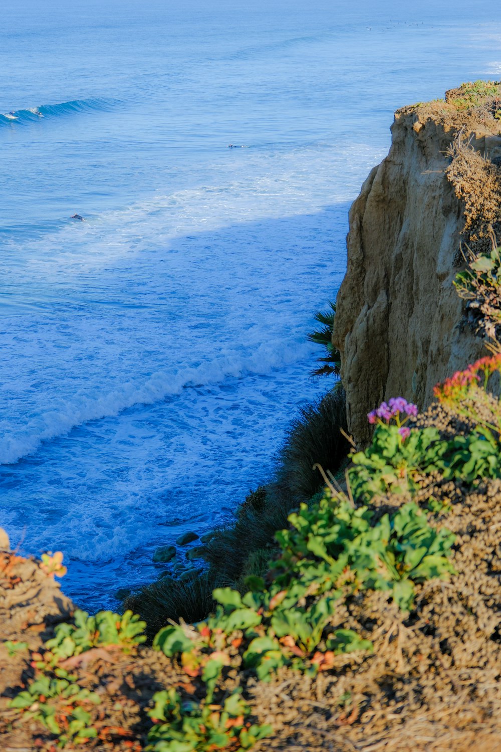 a view of the ocean from a cliff