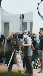 A vibrant behind-the-scenes photo of a video shoot in El Salvador.