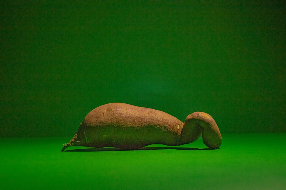 a large piece of food sitting on top of a green surface
