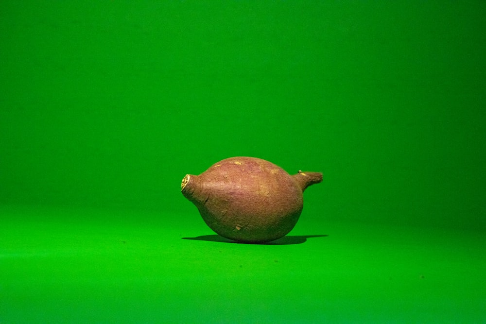 a large onion sitting on top of a green surface